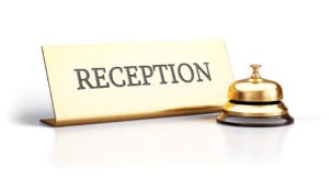 Golden reception bell and reception sign