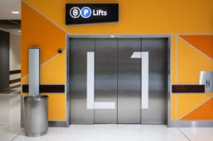 Elevator Doors On Level 1 Floor Of Public Building